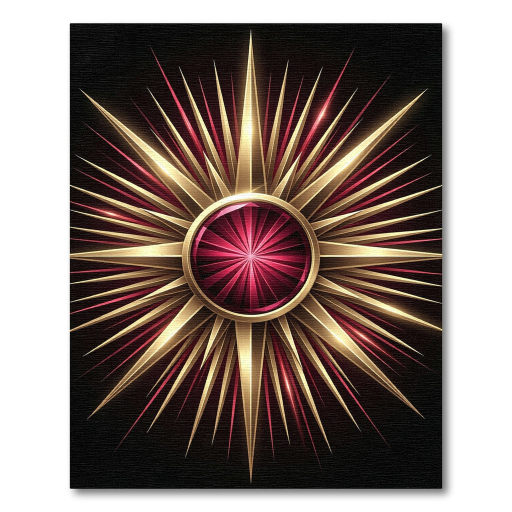 Radiant Gold Crimson Starburst Medallion Rug