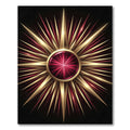 Radiant Gold Crimson Starburst Medallion Rug