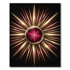 Radiant Gold Crimson Starburst Medallion Rug