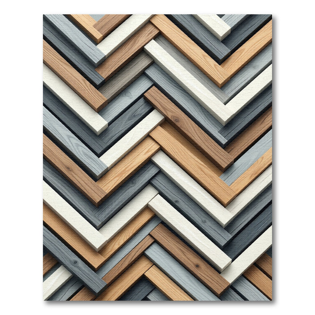 Contemporary Herringbone Geometric Wood Tones Rug