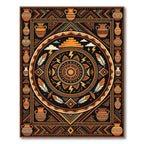 Earthy Tribal Aztec Sun Gold Rug