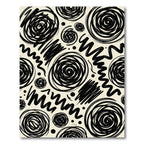 Bold Black Scribble Swirl Composition Rug