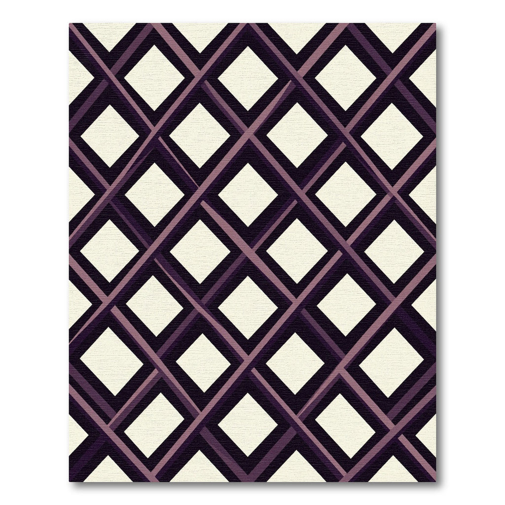 Modern Plum Lattice Geometric Diamond Rug