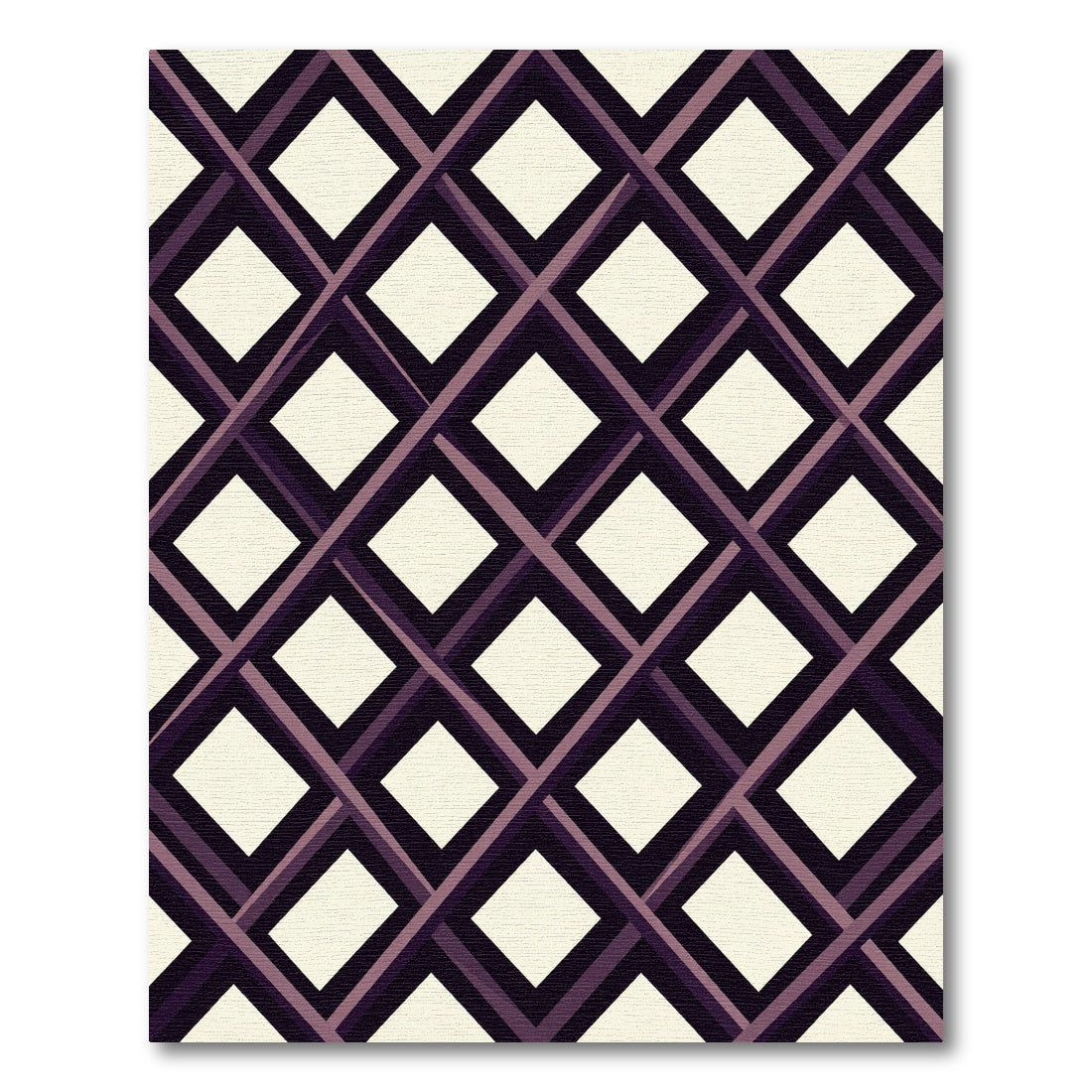 Modern Plum Lattice Geometric Diamond Rug