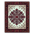 Deep Crimson Rose Ornate Medallion Rug