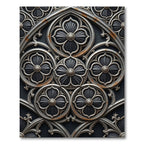 Gothic Charcoal Silver Quatrefoil Medallion Rug