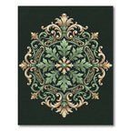 Sage and Gold Ornate Acanthus Medallion Rug