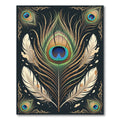Golden Peacock Feather Elegant Dark Rug