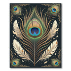 Golden Peacock Feather Elegant Dark Rug