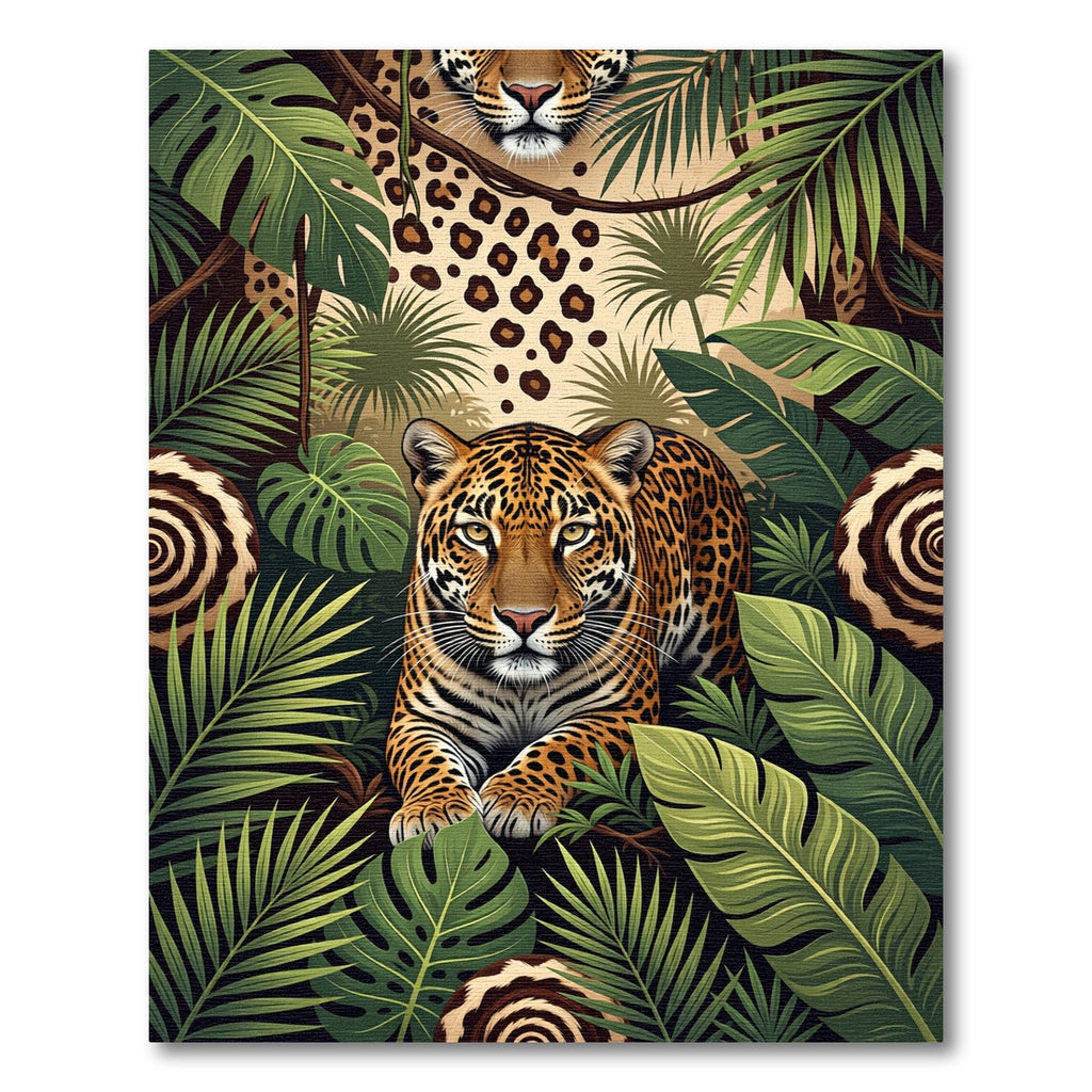 Jungle Jaguar With Tropical Foliage Rug