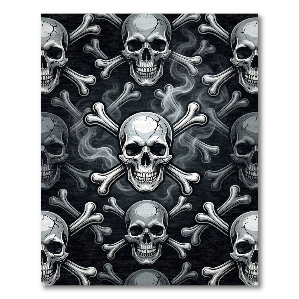 Gothic Smoked Skull and Bone Decor Rug