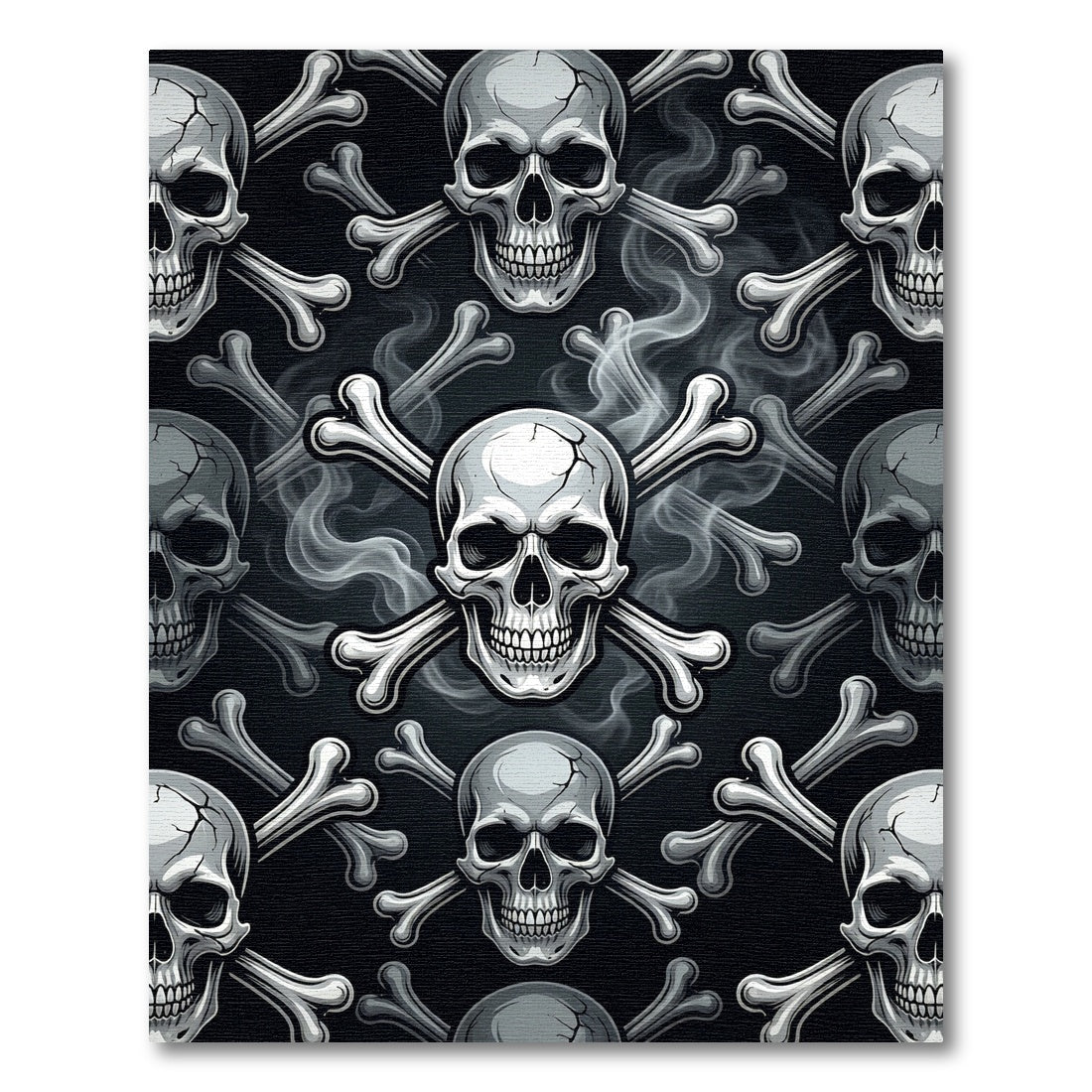 Gothic Smoked Skull and Bone Decor Rug