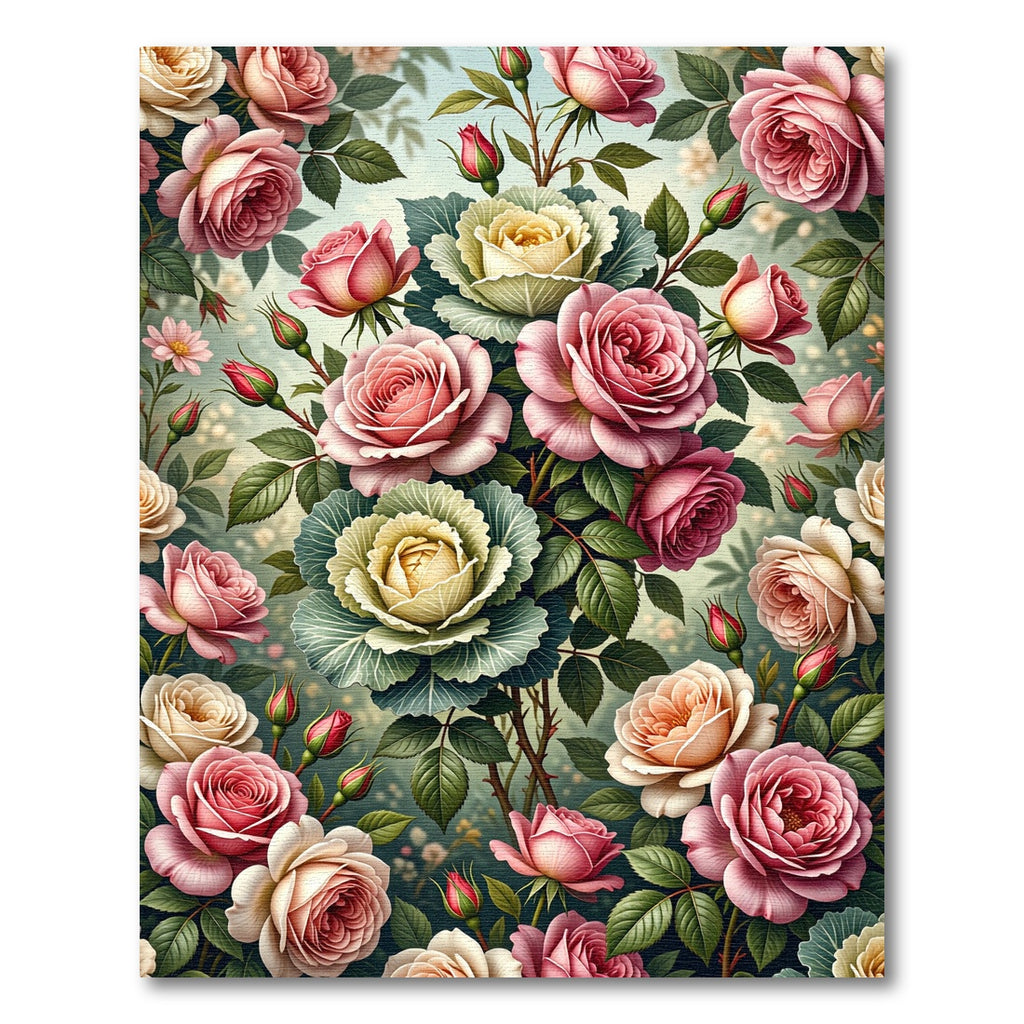 Romantic Blush Rose Floral Bouquet Rug
