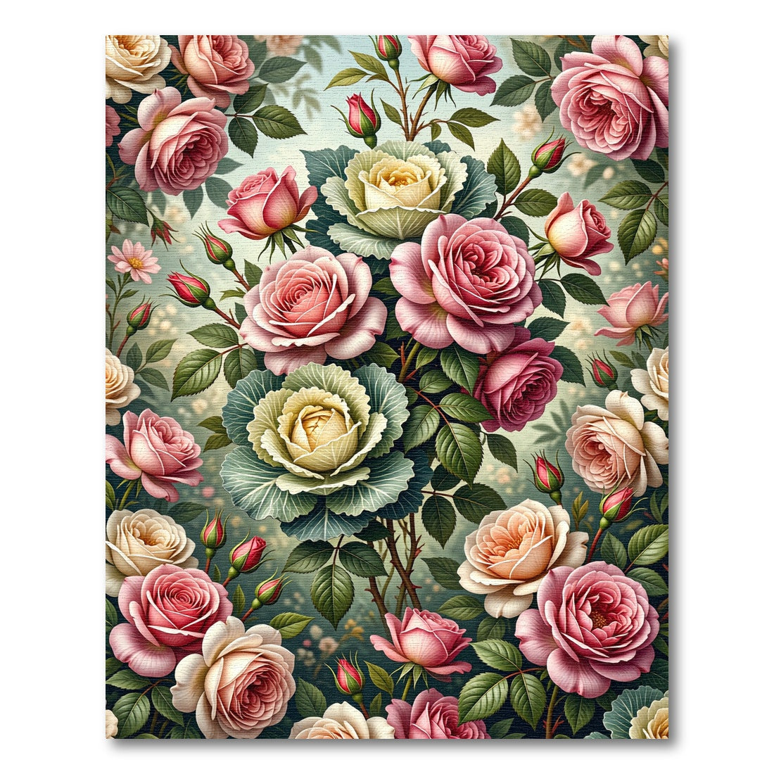 Romantic Blush Rose Floral Bouquet Rug