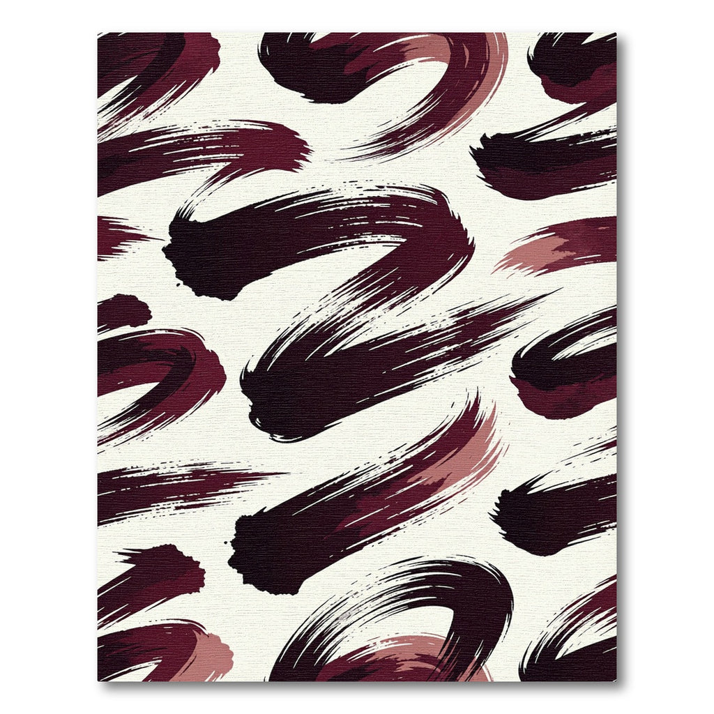 Modern Abstract Burgundy Brush Stroke Rug