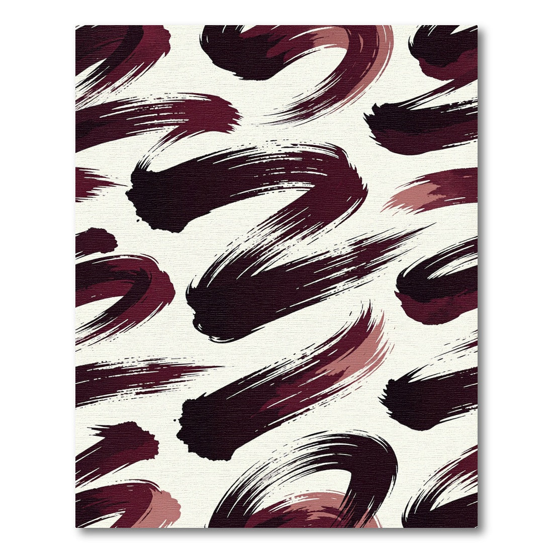 Modern Abstract Burgundy Brush Stroke Rug