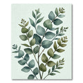 Earthy Green Eucalyptus Botanical Illustration Rug