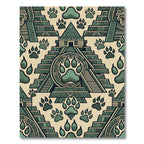 Aztec Temple Paw Print Sage Rug