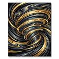 Swirling Golden Black Abstract Vortex Rug