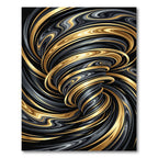 Swirling Golden Black Abstract Vortex Rug