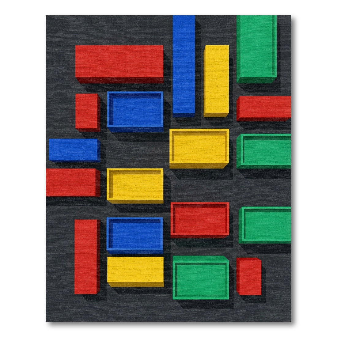 Modern Primary Color Geometric Block Rug