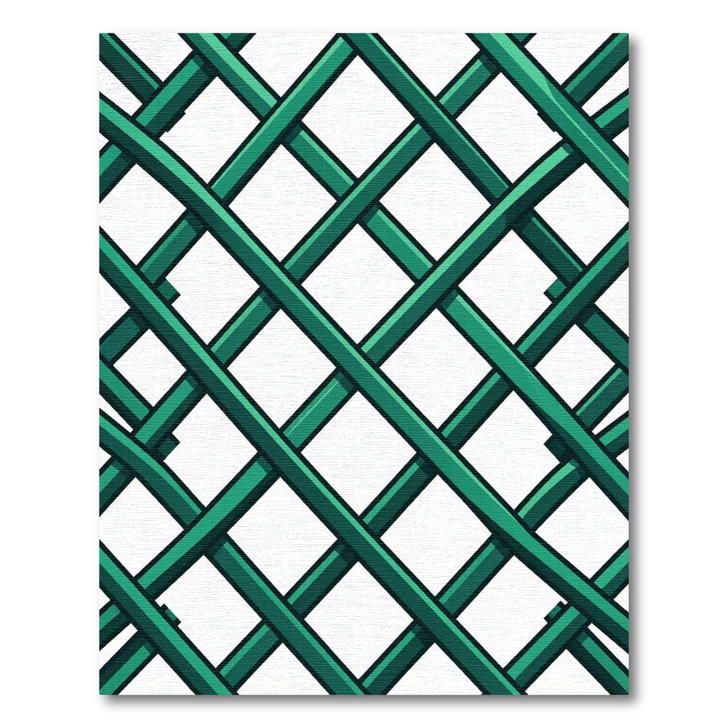 Vibrant Emerald Green Geometric Lattice Rug
