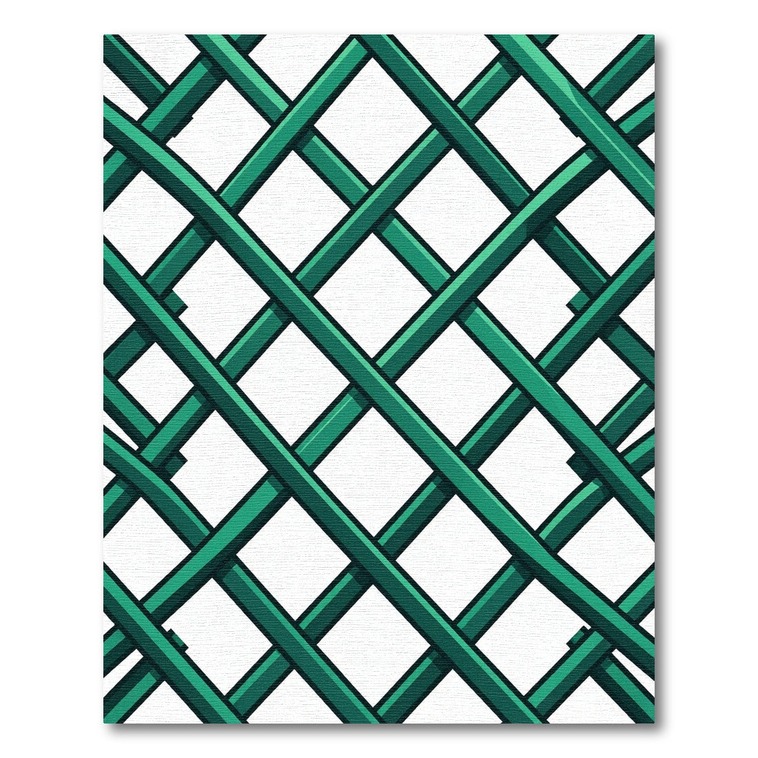 Vibrant Emerald Green Geometric Lattice Rug