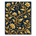 Golden Floral Vine Dark Background Rug