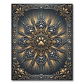 Ornate Golden Paw Medallion Charcoal Art Rug