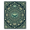 Teal Lotus Floral Medallion Art Rug