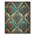 Ornate Teal Gold Arabesque Medallion Rug