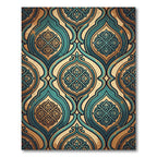 Ornate Teal Gold Arabesque Medallion Rug