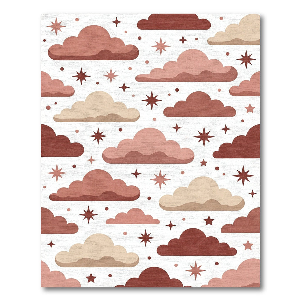 Celestial Earthy Tone Cloud Star Rug
