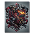 Gothic Crimson Dragon Crest Emblem Rug
