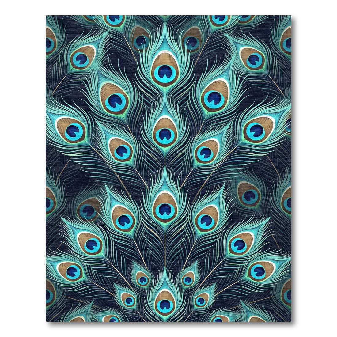 Emerald Peacock Feathers Art Deco Rug