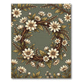 Earthy Sage Floral Wreath Rug