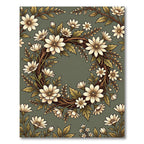 Earthy Sage Floral Wreath Rug