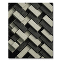 Monochrome Geometric Herringbone Concrete Texture Rug
