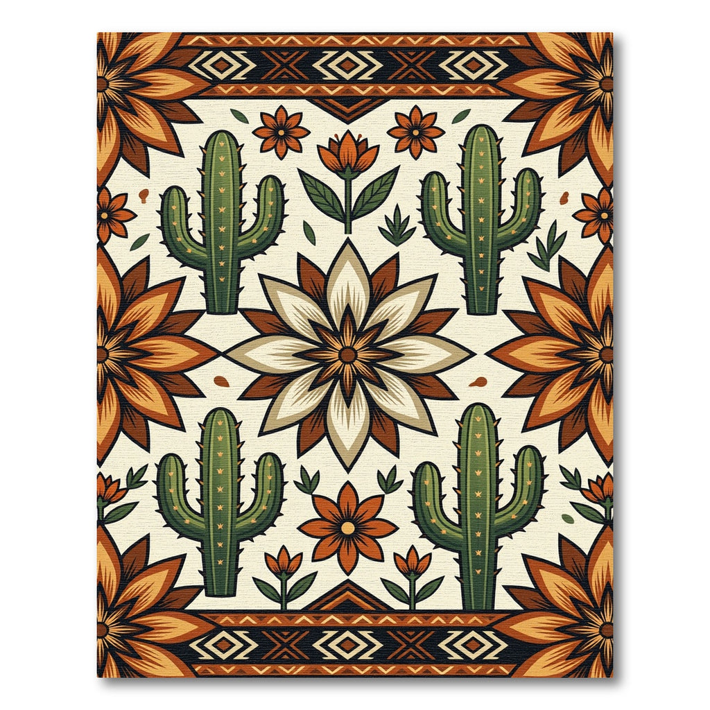 Southwestern Desert Cactus Floral Compositions Rug