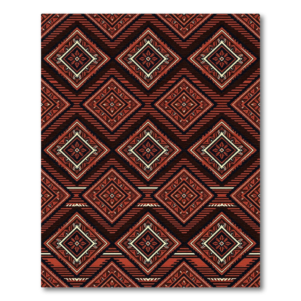 Rustic Red Diamond Geometric Zigzag Rug