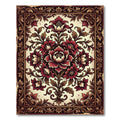 Ornate Crimson Floral Baroque Medallion Rug
