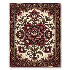 Ornate Crimson Floral Baroque Medallion Rug