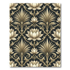 Elegantly Ornate Cream Lotus Gold Damask Rug