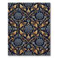Elegant Navy Gold Ornate Floral Damask Rug