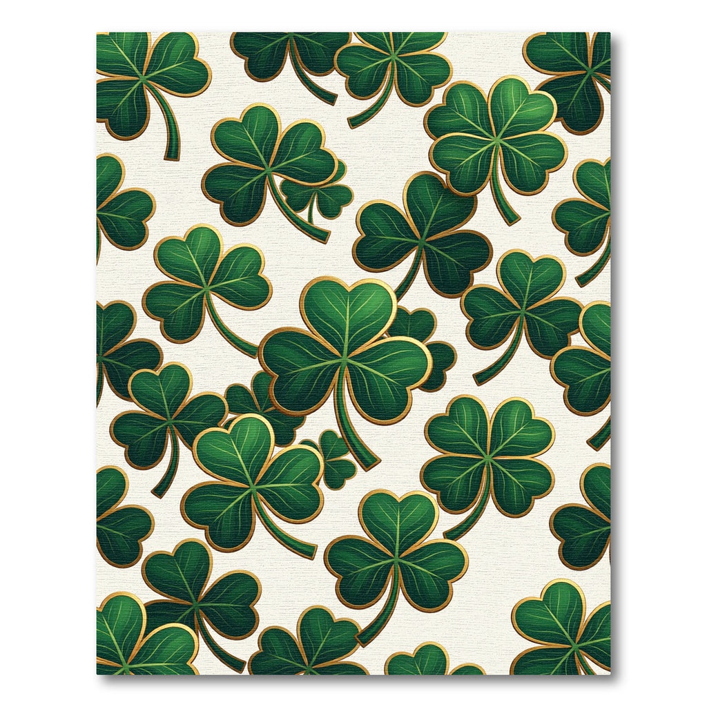 Golden Trim Emerald Shamrock Clover Rug