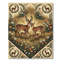 Whimsical Golden Fawn and Wildflower Meadow Rug