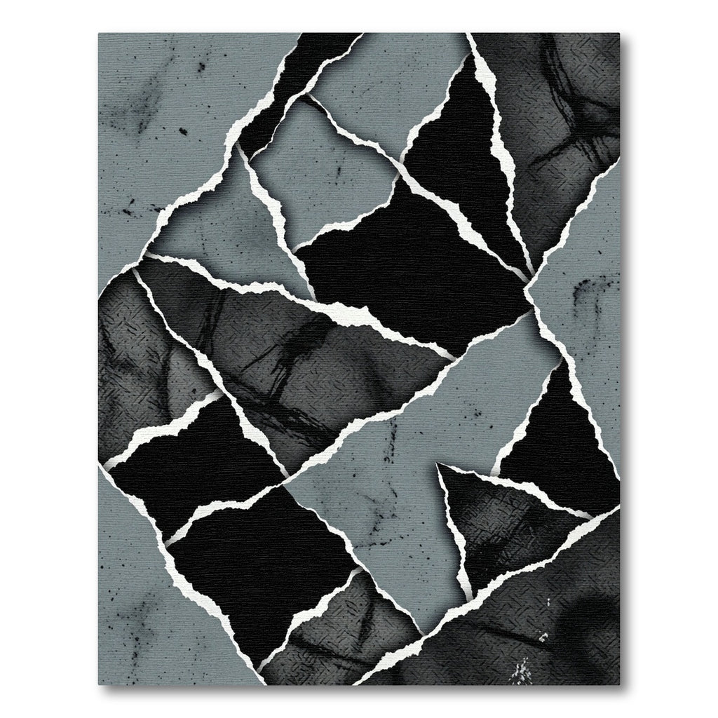 Abstract Torn Paper Geometric Collage Rug