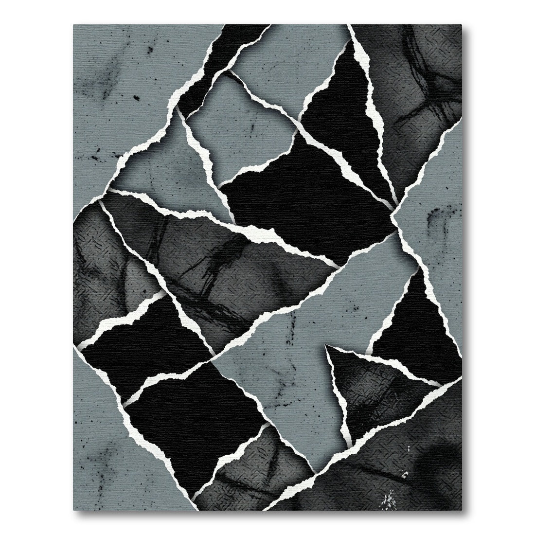 Abstract Torn Paper Geometric Collage Rug