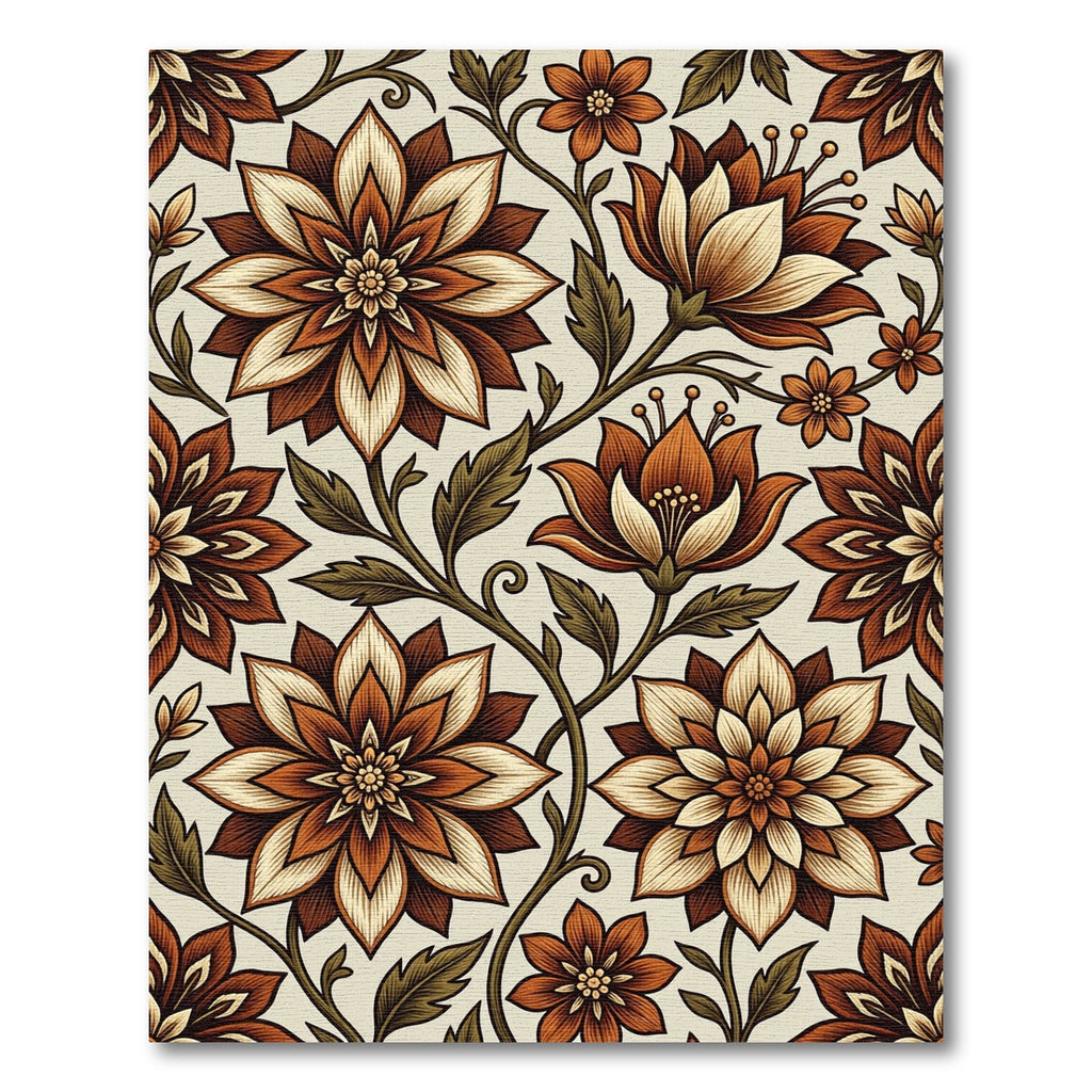 Vintage Earth Tone Floral Bloom Rug