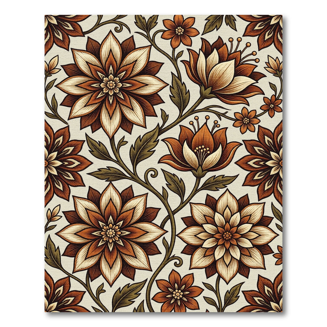 Vintage Earth Tone Floral Bloom Rug